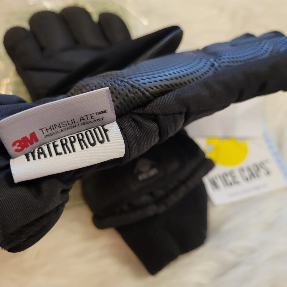 N'Ice Caps kids waterproof winter thinsulate gloves - black